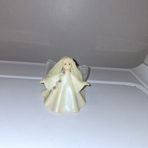 Elegant Cream Angel Figurine with Blonde Hair
